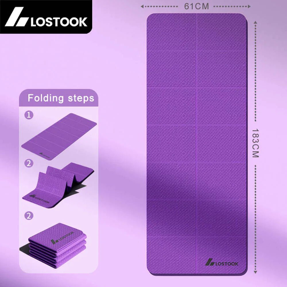 4mm Thick Foldable Yoga/Gym Mat - 183cm x 61cm - Gym Bag Essentials