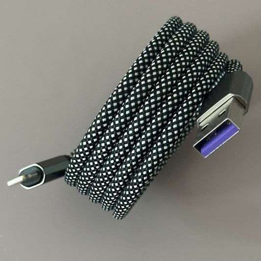 Magnetically Coiled Fast Charging Braided Charging Cable