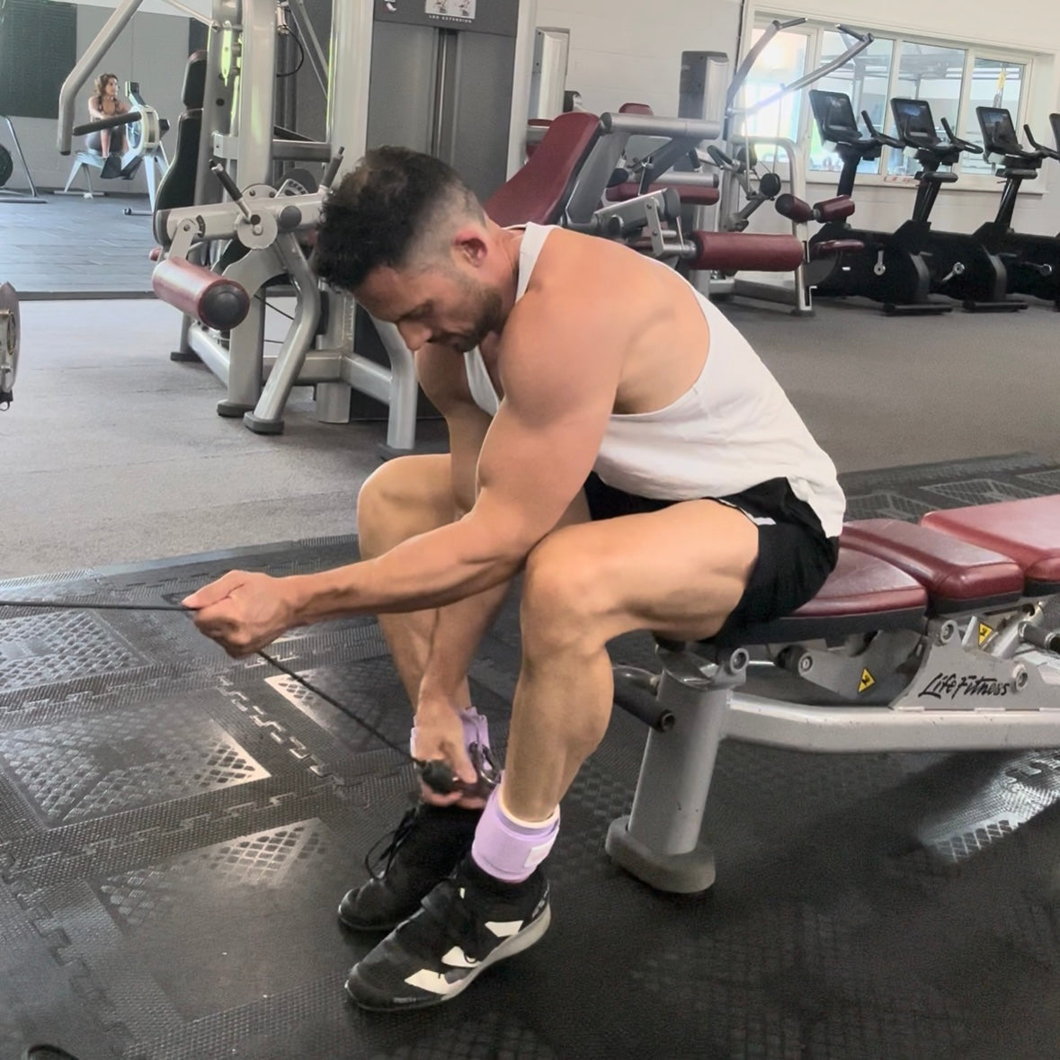 Neoprene Gym Ankle Straps with Double D-Ring Adjustable Cuff (Pastel)