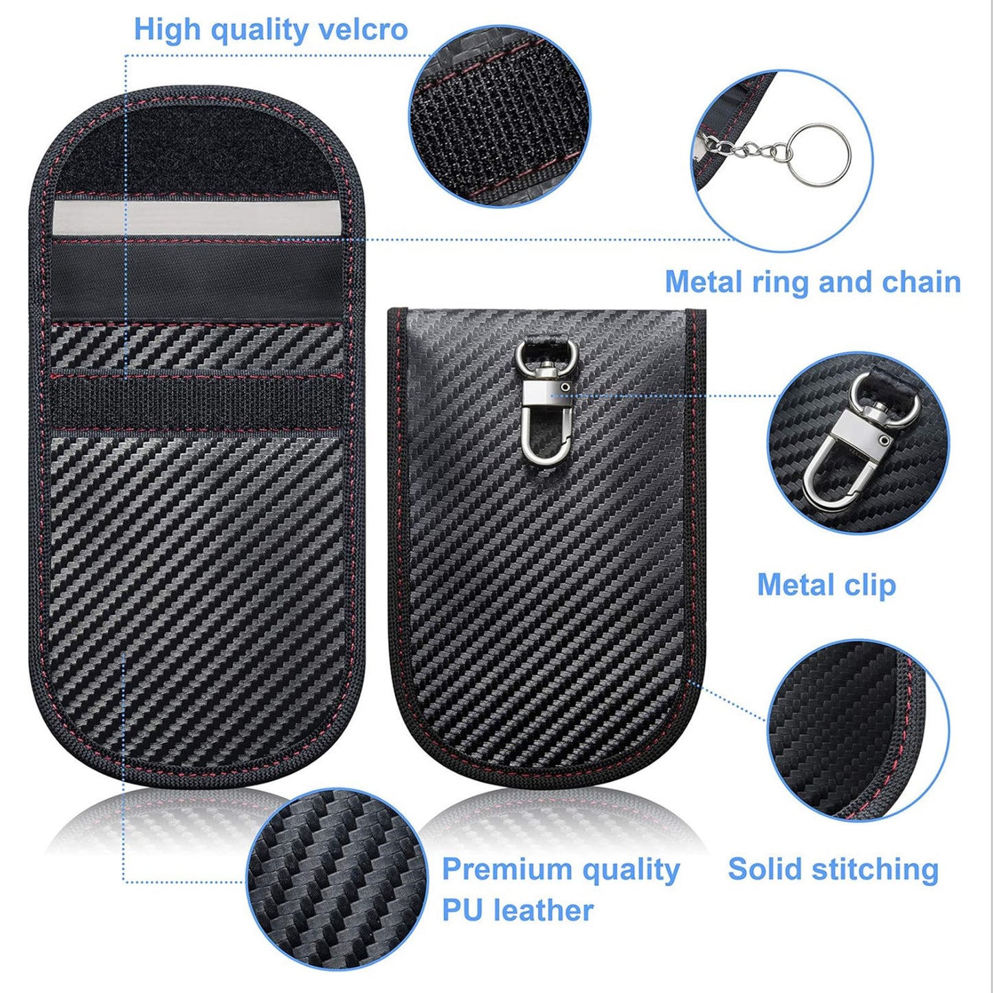Signal Blocking RFID Anti-Theft Carbon Fiber Faraday Box and Travel Pouch Set