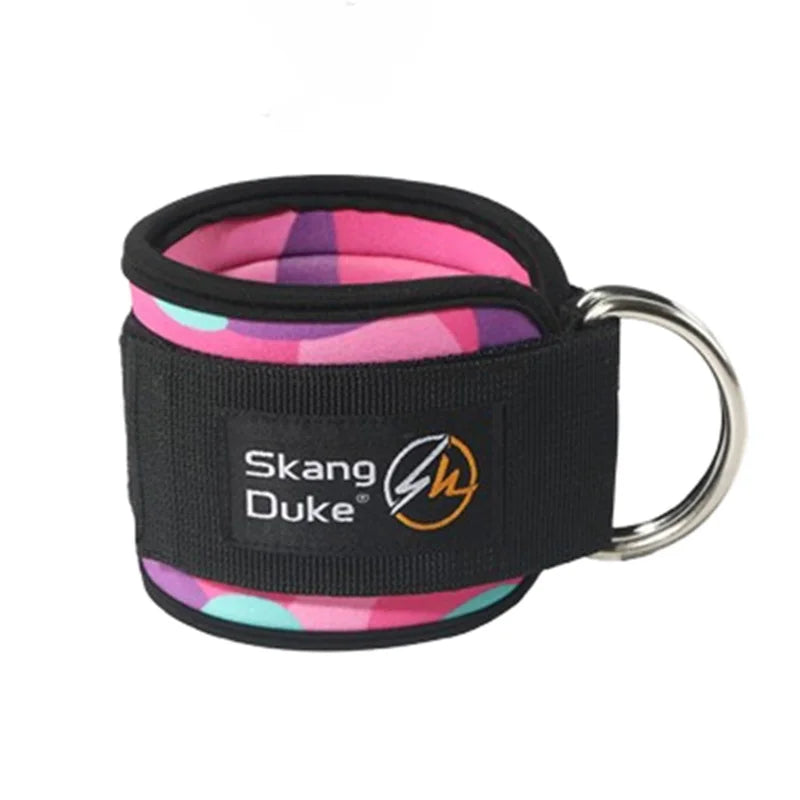 Neoprene Gym Ankle Straps with Double D-Ring Adjustable Cuff (Pattern)