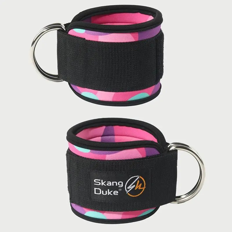 Neoprene Gym Ankle Straps with Double D-Ring Adjustable Cuff (Pattern)