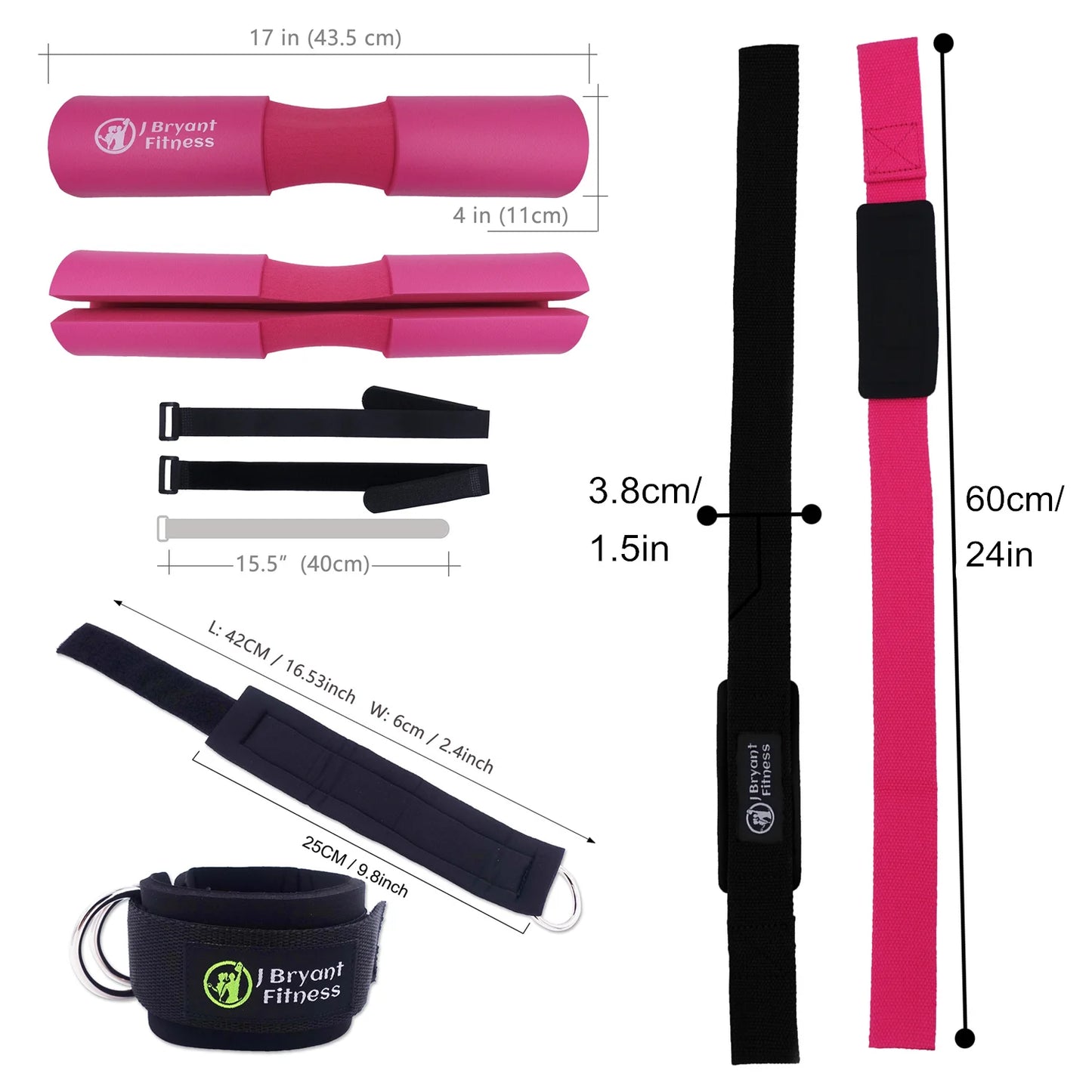 3 in 1 Barbell Pad, Lifting Strap and Ankle Cuff Set