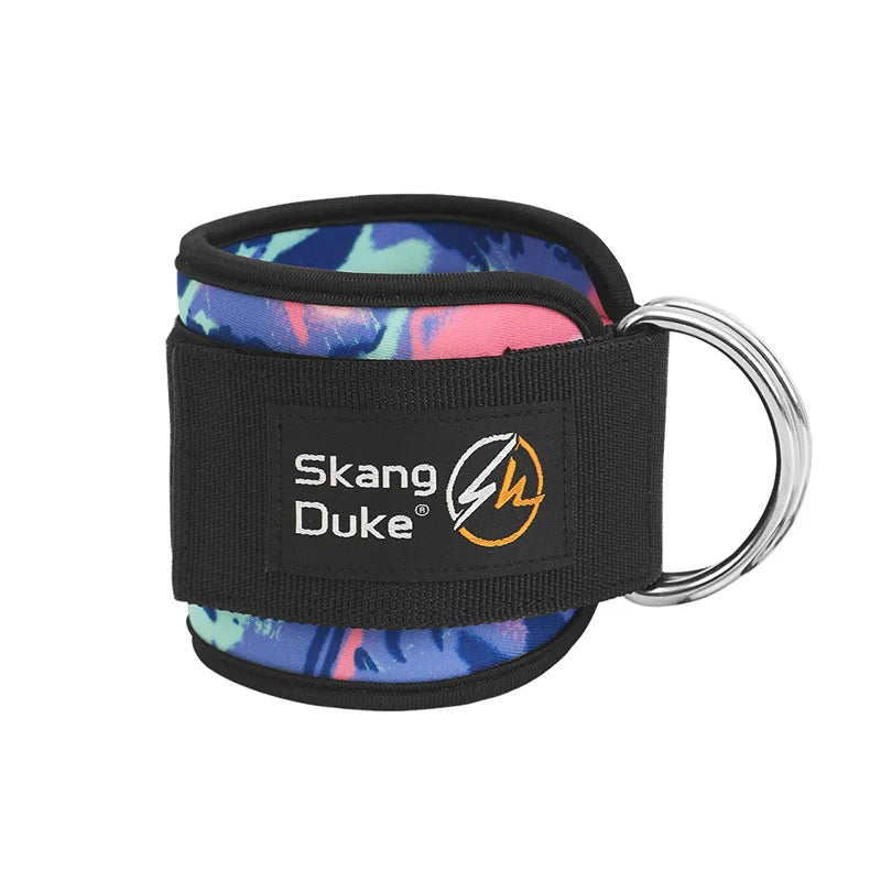Neoprene Gym Ankle Straps with Double D-Ring Adjustable Cuff (Pattern)