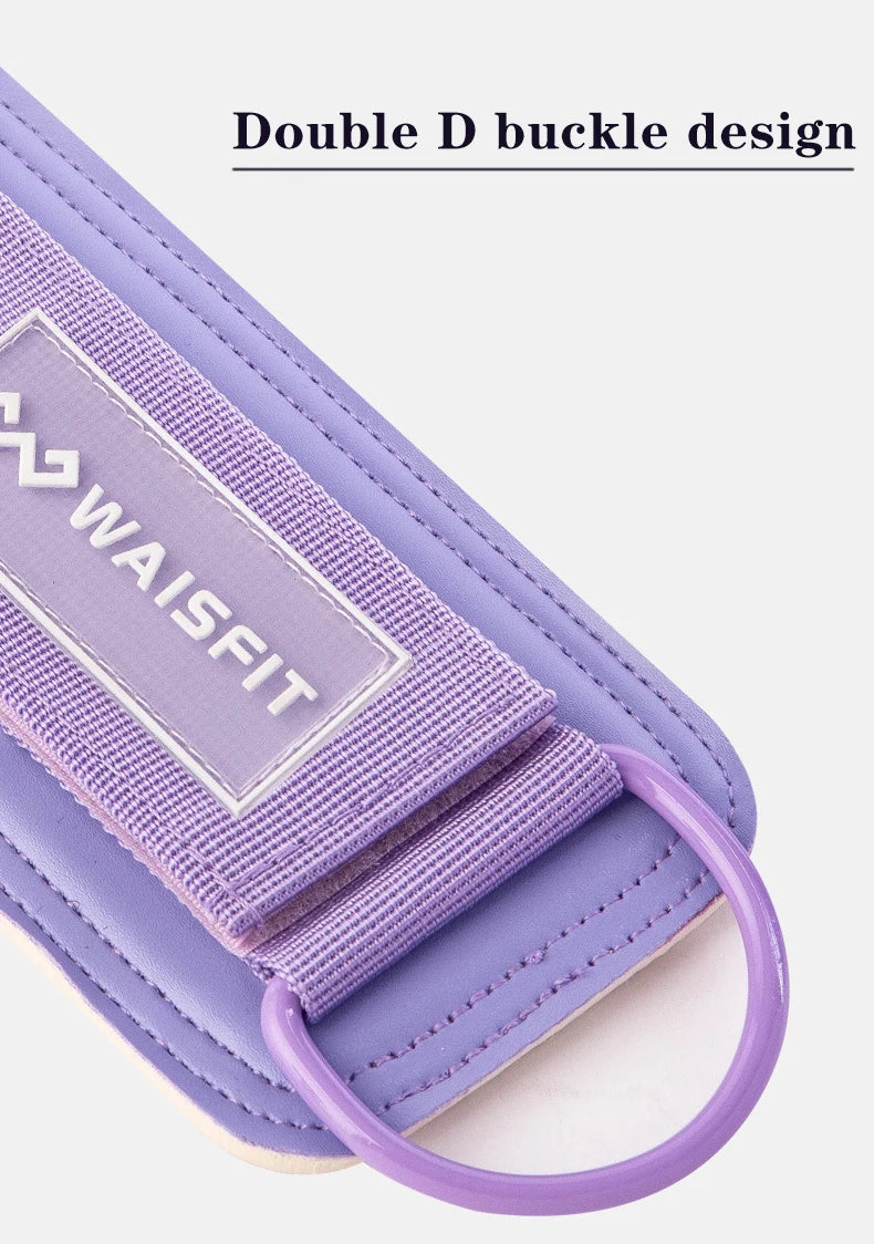 Neoprene Gym Ankle Straps with Double D-Ring Adjustable Cuff (Pastel)