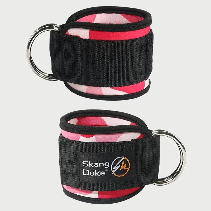 Neoprene Gym Ankle Straps with Double D-Ring Adjustable Cuff (Pattern)