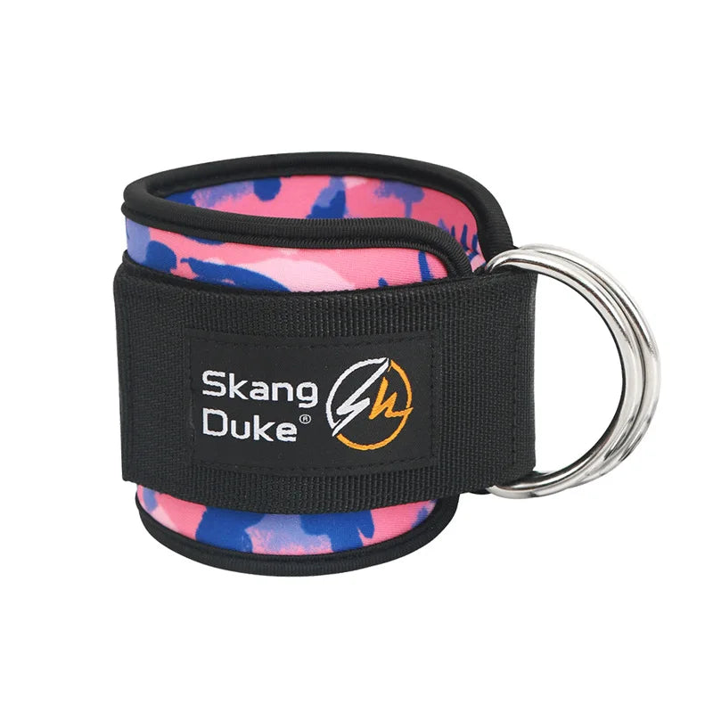 Neoprene Gym Ankle Straps with Double D-Ring Adjustable Cuff (Pattern)