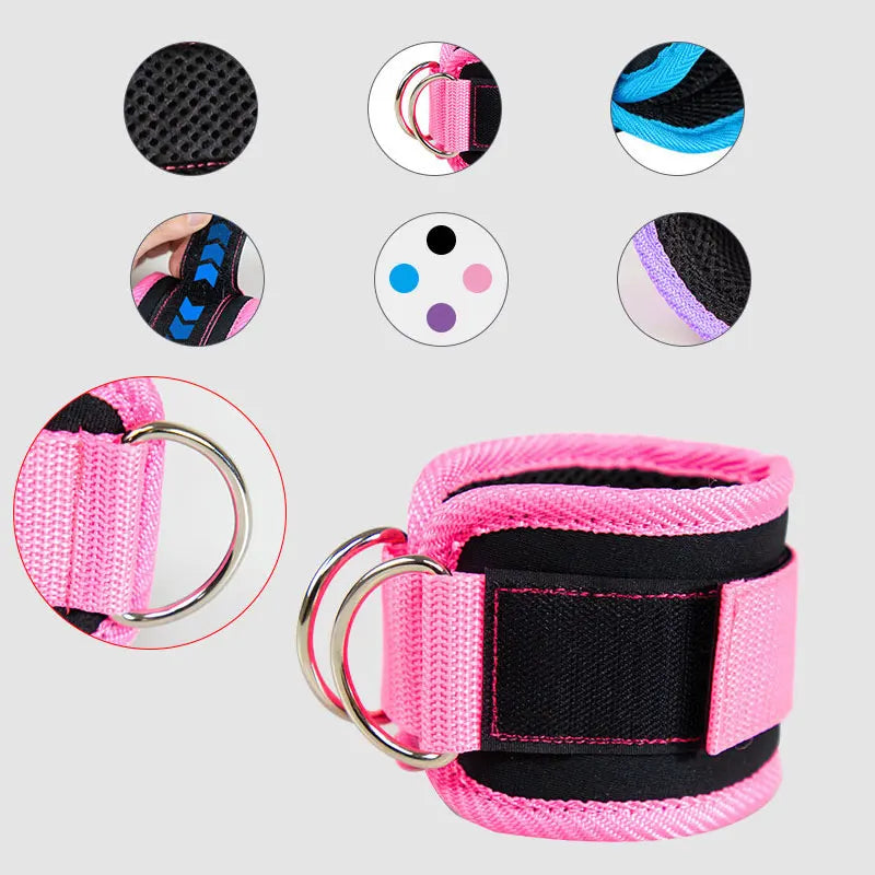 Neoprene Gym Ankle Strap with Double D-Ring Adjustable Cuff