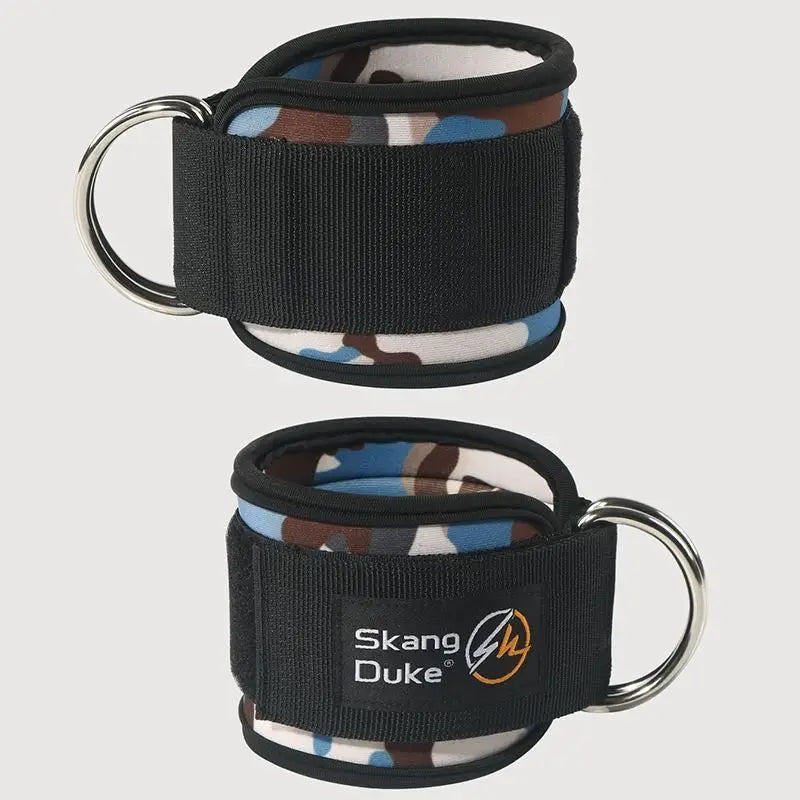Neoprene Gym Ankle Straps with Double D-Ring Adjustable Cuff (Pattern)