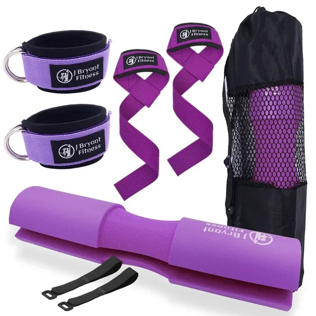 3 in 1 Barbell Pad, Lifting Strap and Ankle Cuff Set