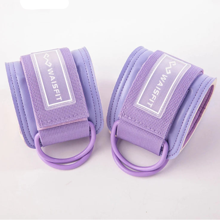 Neoprene Gym Ankle Straps with Double D-Ring Adjustable Cuff (Pastel)