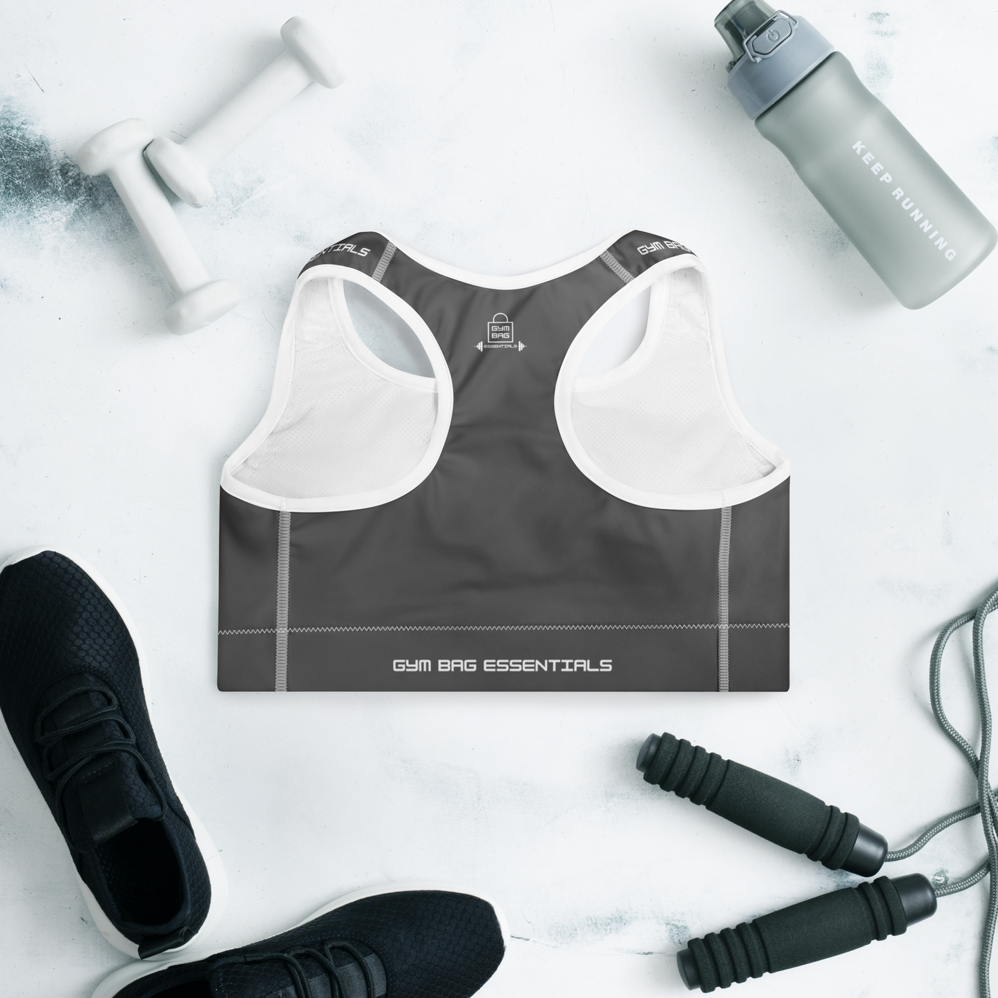 Gym Bag Essentials Padded Sports Bra - Charcoal