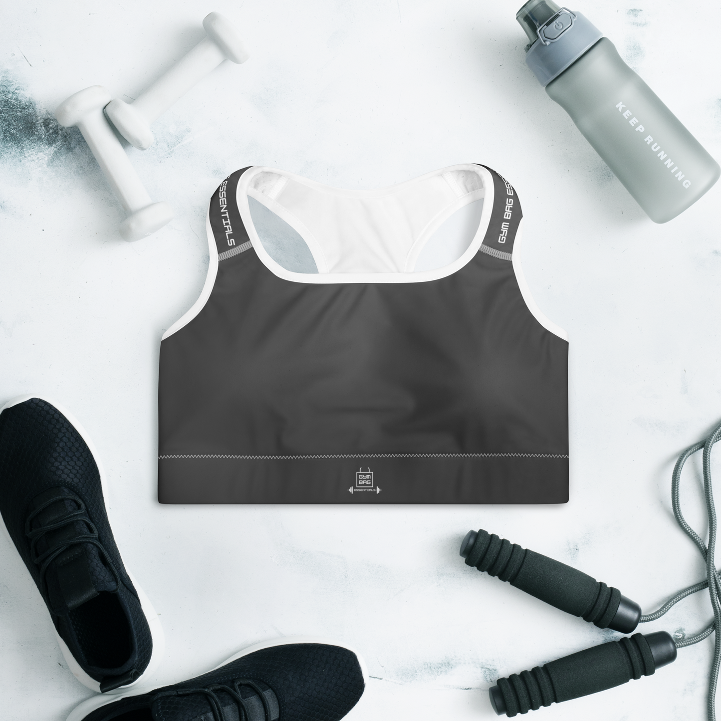 Gym Bag Essentials Padded Sports Bra - Charcoal