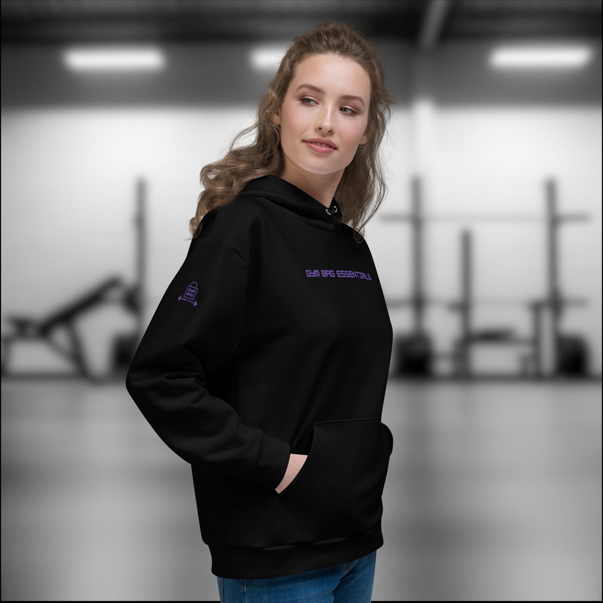 Gym Bag Essentials Hoodie - Black/Purple - Gym Bag Essentials