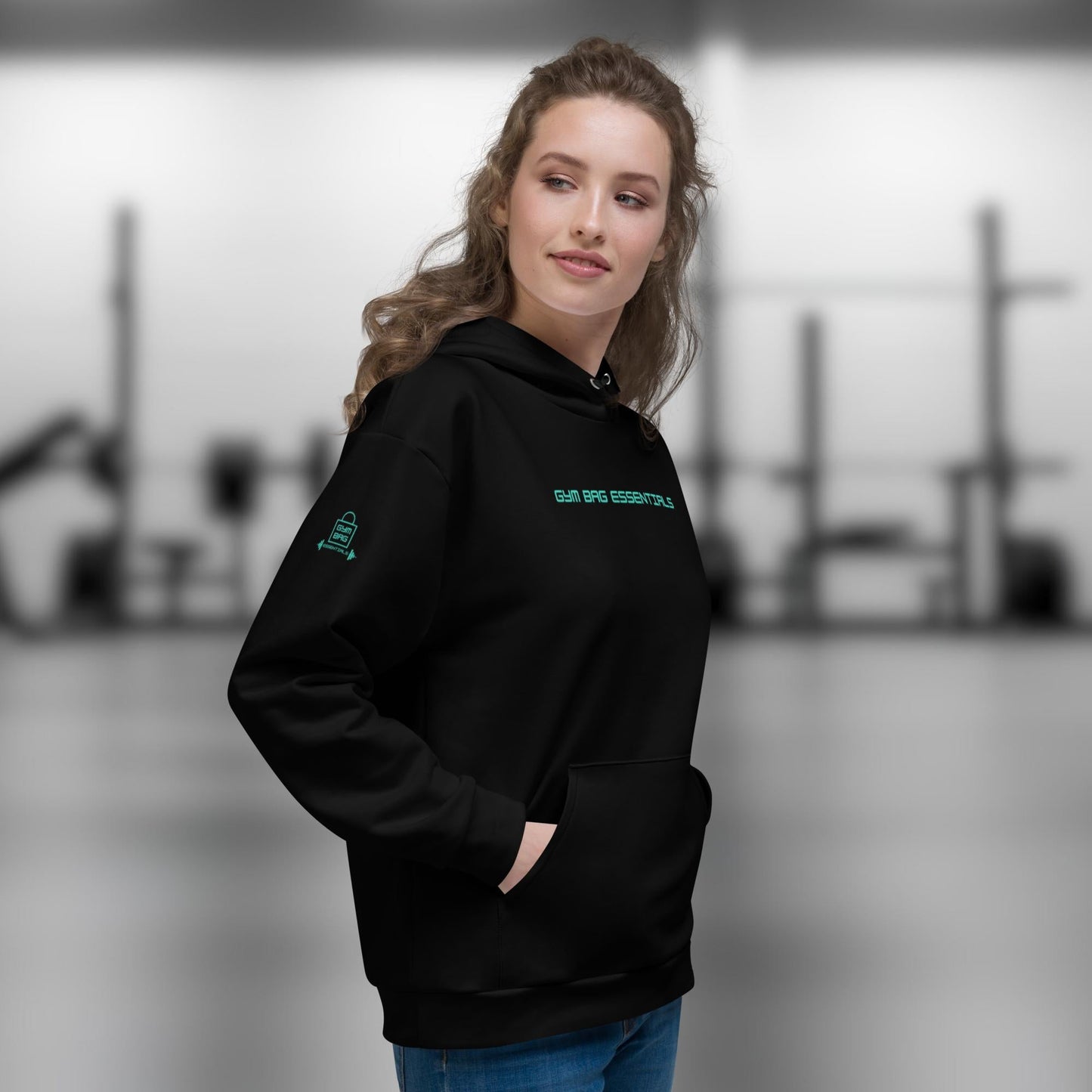 Gym Bag Essentials Hoodie - Black/Teal - Gym Bag Essentials