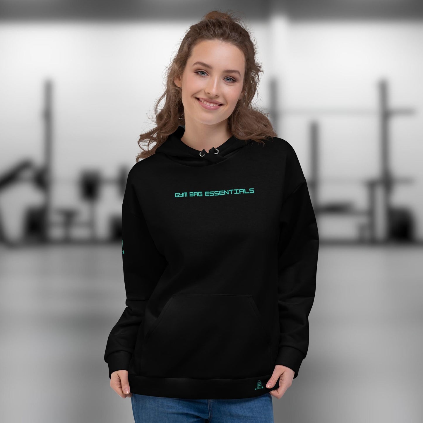Gym Bag Essentials Hoodie - Black/Teal - Gym Bag Essentials