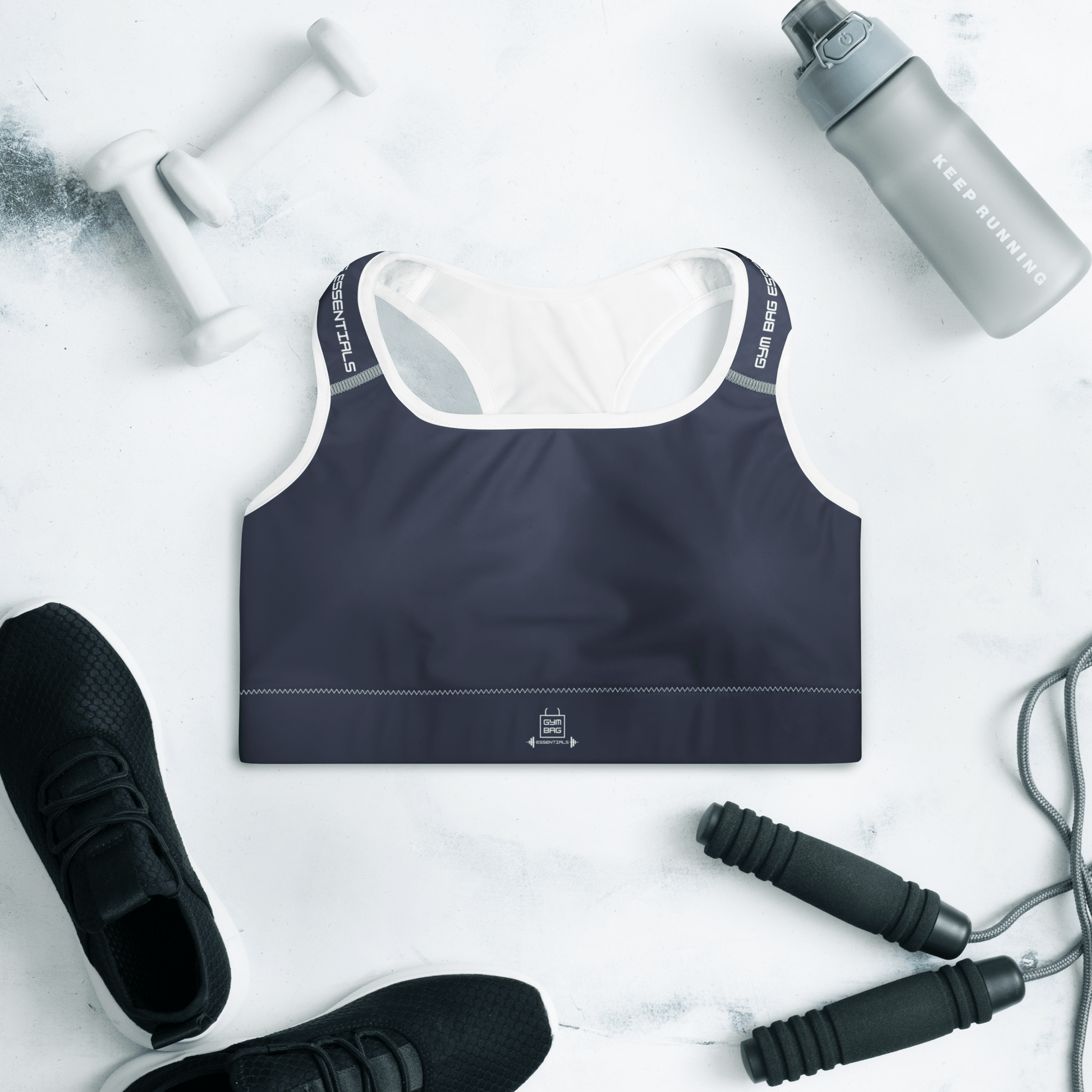 Gym Bag Essentials Padded Sports Bra - Navy - Gym Bag Essentials