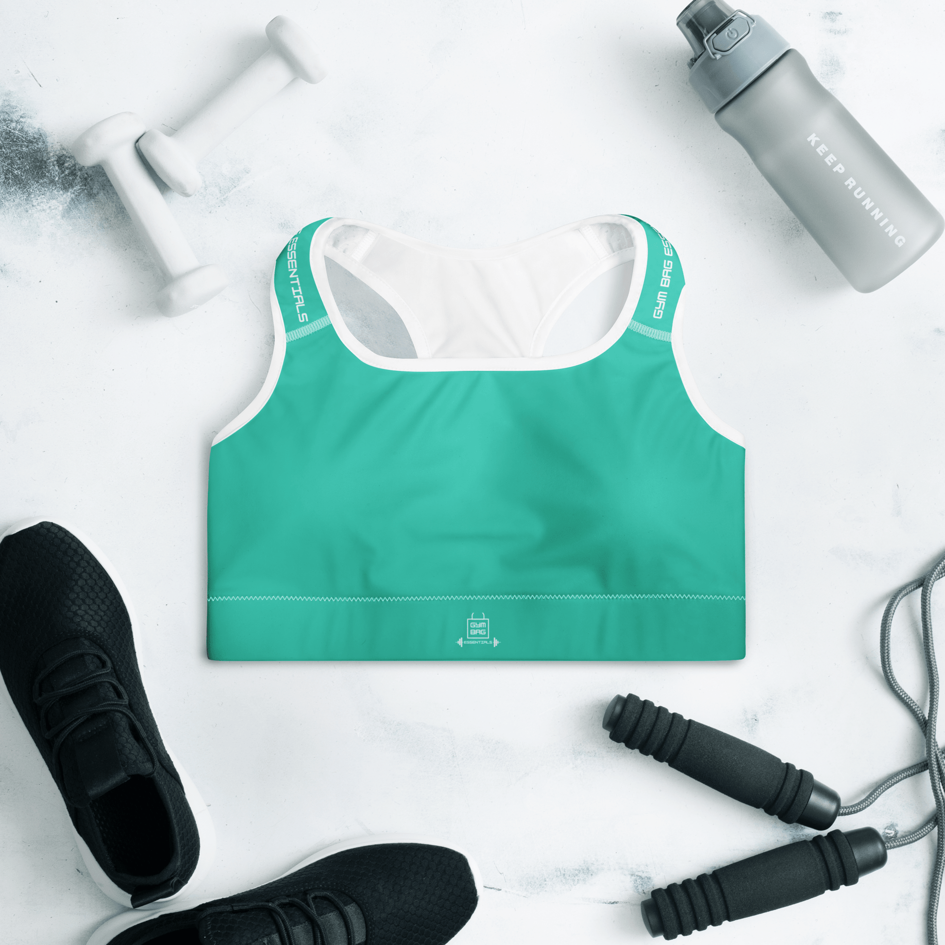 Gym Bag Essentials Padded Sports Bra - Teal - Gym Bag Essentials