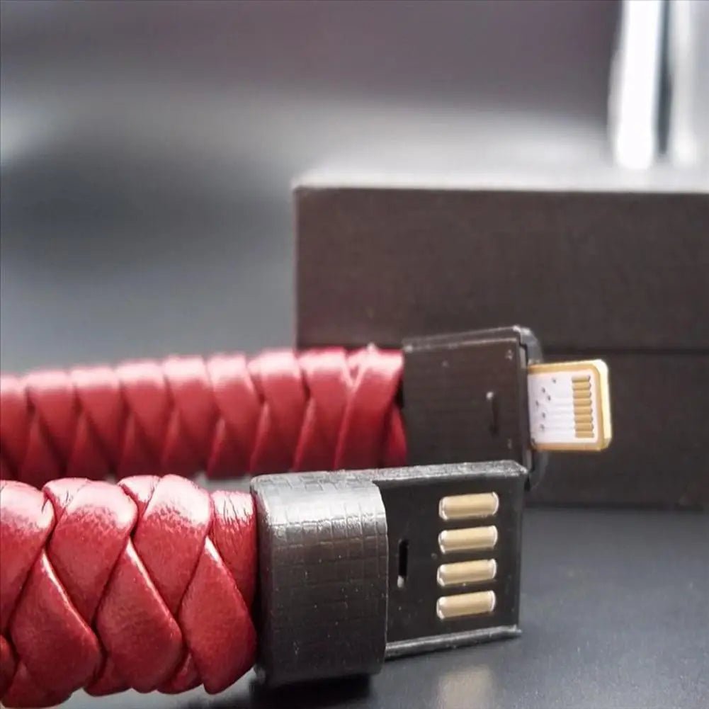 Leather Braided Bracelet Charging Cable - Gym Bag Essentials
