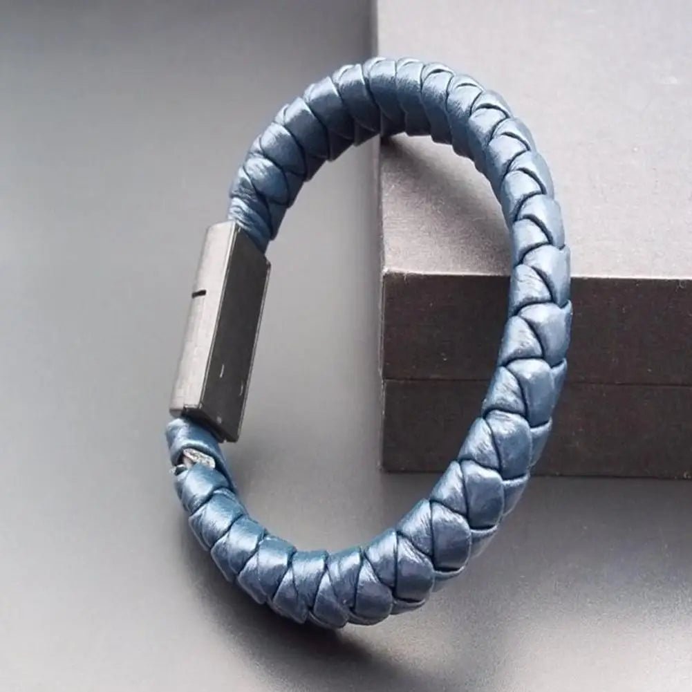 Leather Braided Bracelet Charging Cable - Gym Bag Essentials