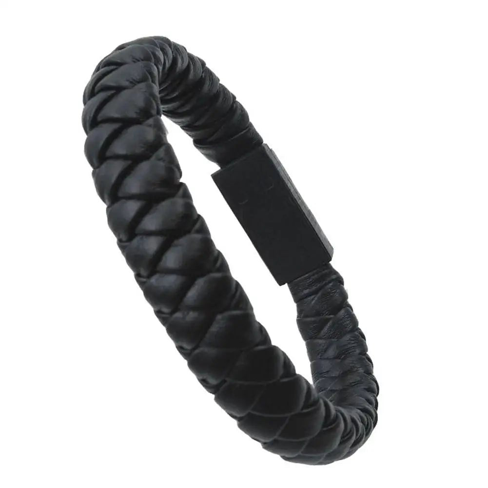 Leather Braided Bracelet Charging Cable - Gym Bag Essentials