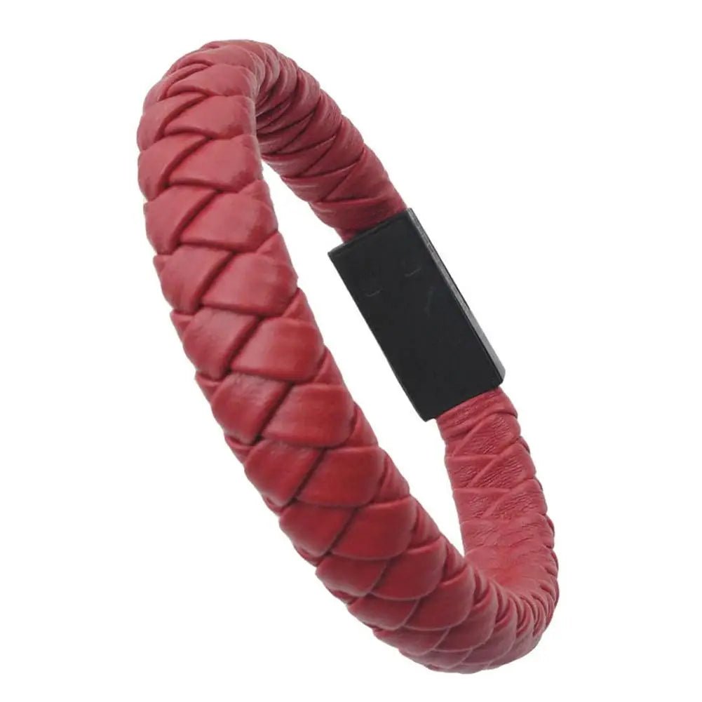 Leather Braided Bracelet Charging Cable - Gym Bag Essentials