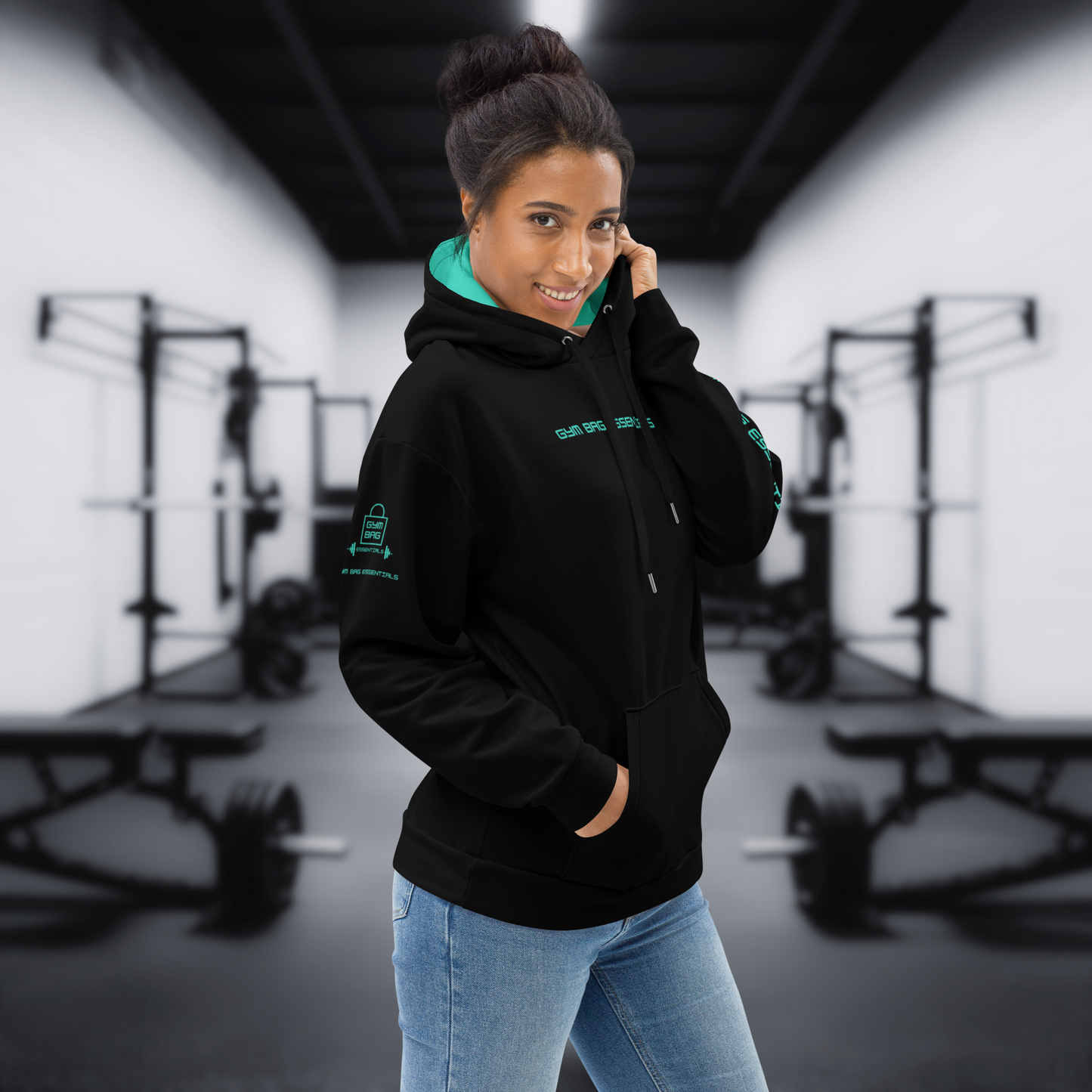 Gym Bag Essentials Hoodie - Black/Teal