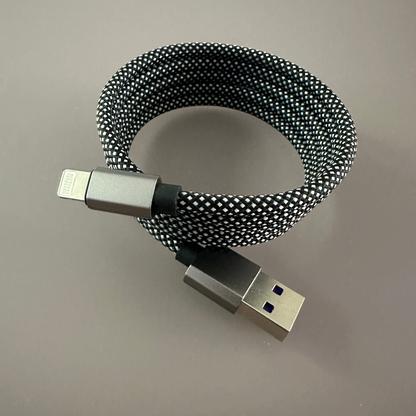 Magnetically Coiled Fast Charging Braided Charging Cable
