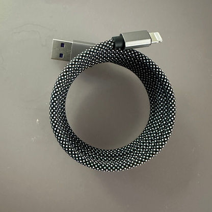 Magnetically Coiled Fast Charging Braided Charging Cable