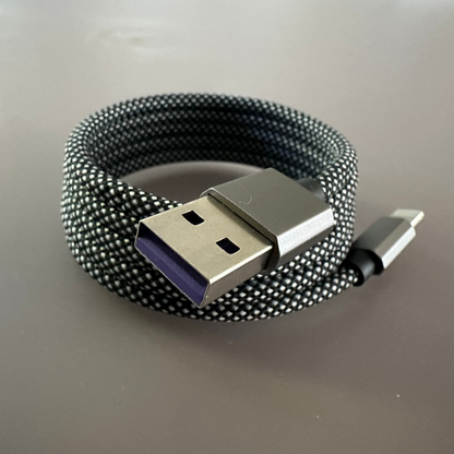 Magnetically Coiled Fast Charging Braided Charging Cable