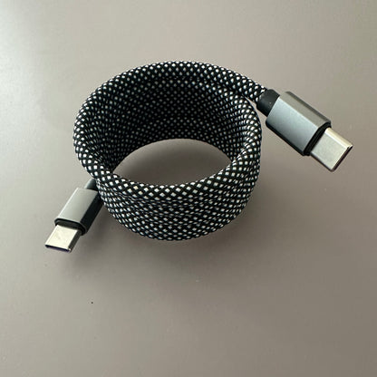 Magnetically Coiled Fast Charging Braided Charging Cable