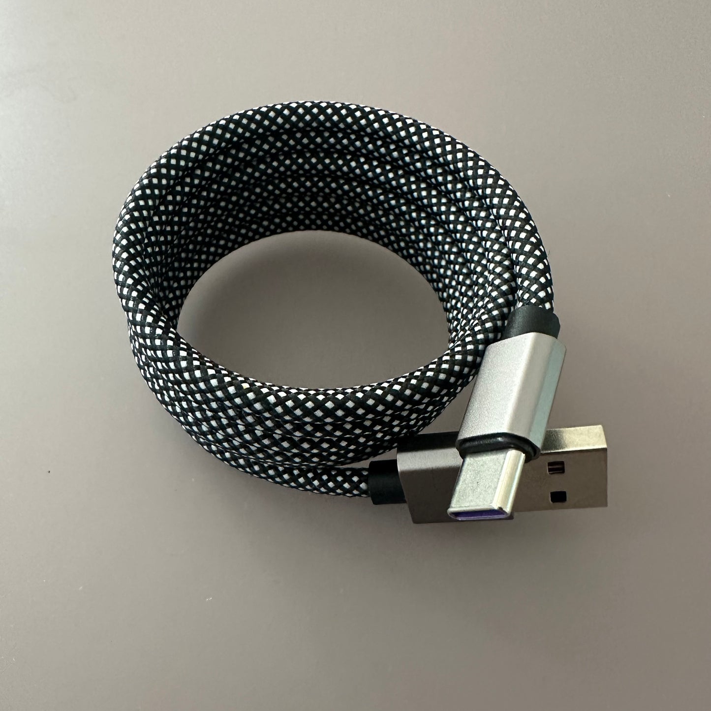 Magnetically Coiled Fast Charging Braided Charging Cable