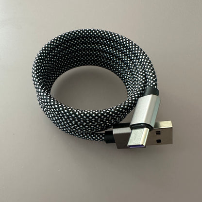 Magnetically Coiled Fast Charging Braided Charging Cable