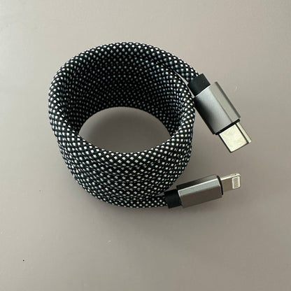 Magnetically Coiled Fast Charging Braided Charging Cable