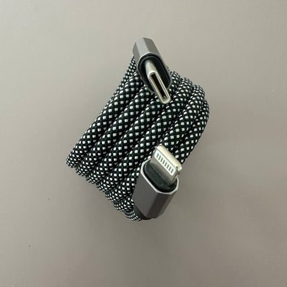Magnetically Coiled Fast Charging Braided Charging Cable