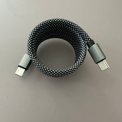 Magnetically Coiled Fast Charging Braided Charging Cable