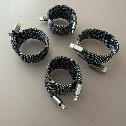 Magnetically Coiled Fast Charging Braided Charging Cable