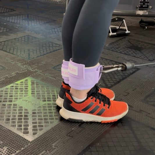 Neoprene Gym Ankle Straps with Double D-Ring Adjustable Cuff (Pastel)