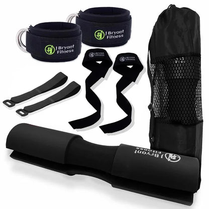 3 in 1 Barbell Pad, Lifting Strap and Ankle Cuff Set