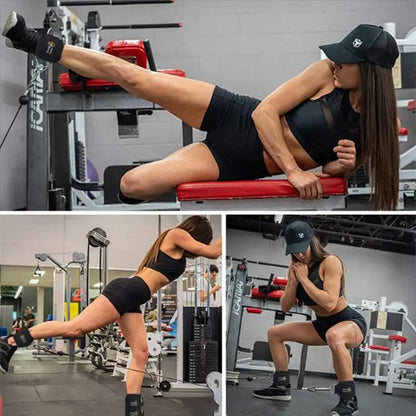 Neoprene Gym Ankle Straps with Double D-Ring Adjustable Cuff (Pattern)