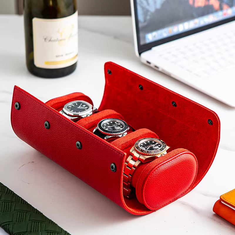 Luxury Leather Watch Travel Storage Roll