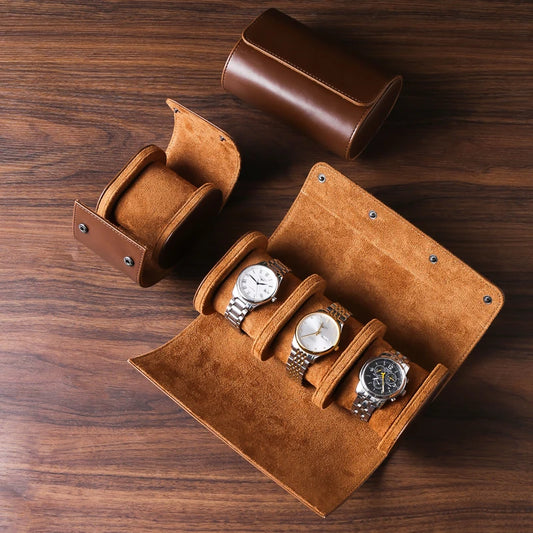 Luxury Leather Watch Travel Storage Roll