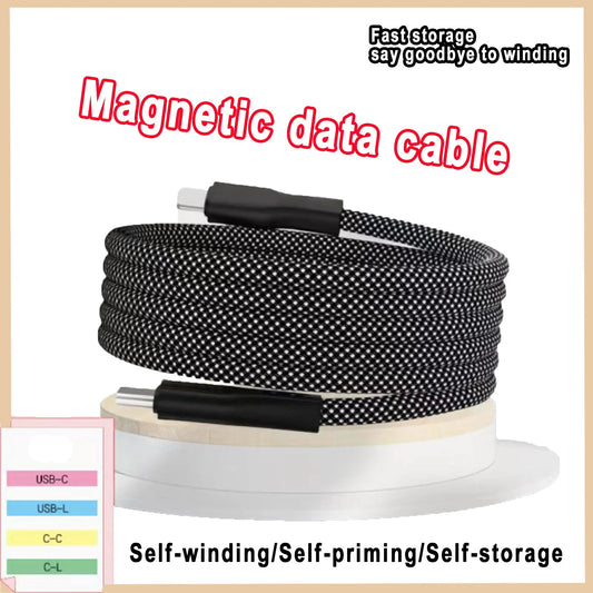Magnetically Coiled Fast Charging Braided Charging Cable