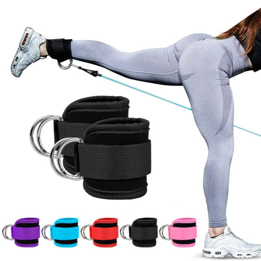 Neoprene Gym Ankle Straps with Double D-Ring Adjustable Cuff