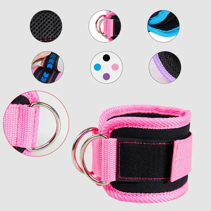 Neoprene Gym Ankle Strap with Double D-Ring Adjustable Cuff