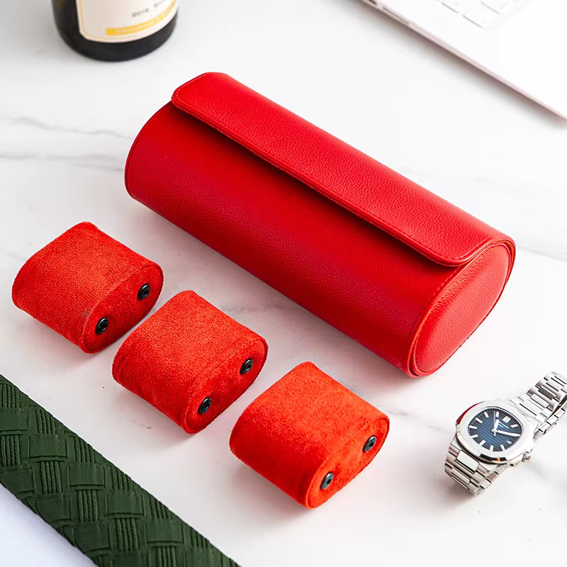 Luxury Leather Watch Travel Storage Roll