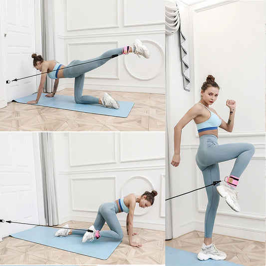 Neoprene Gym Ankle Straps with Double D-Ring Adjustable Cuff