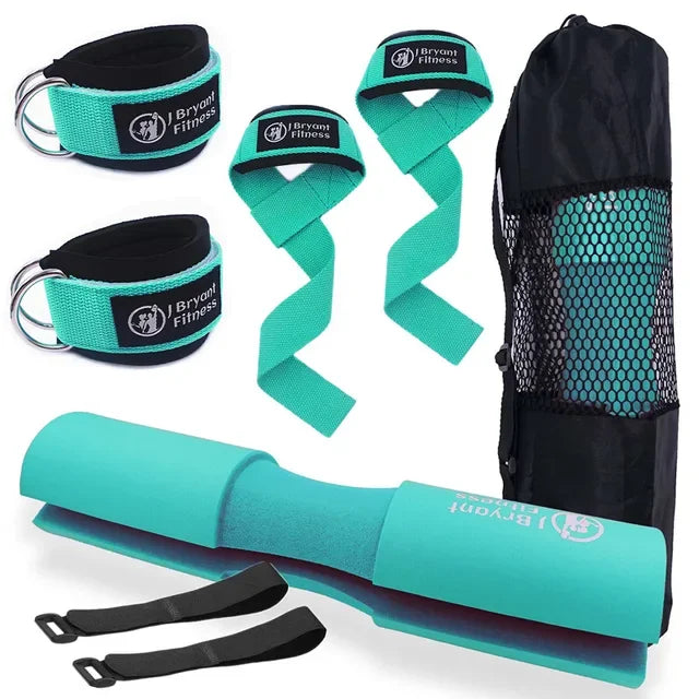 3 in 1 Barbell Pad, Lifting Strap and Ankle Cuff Set