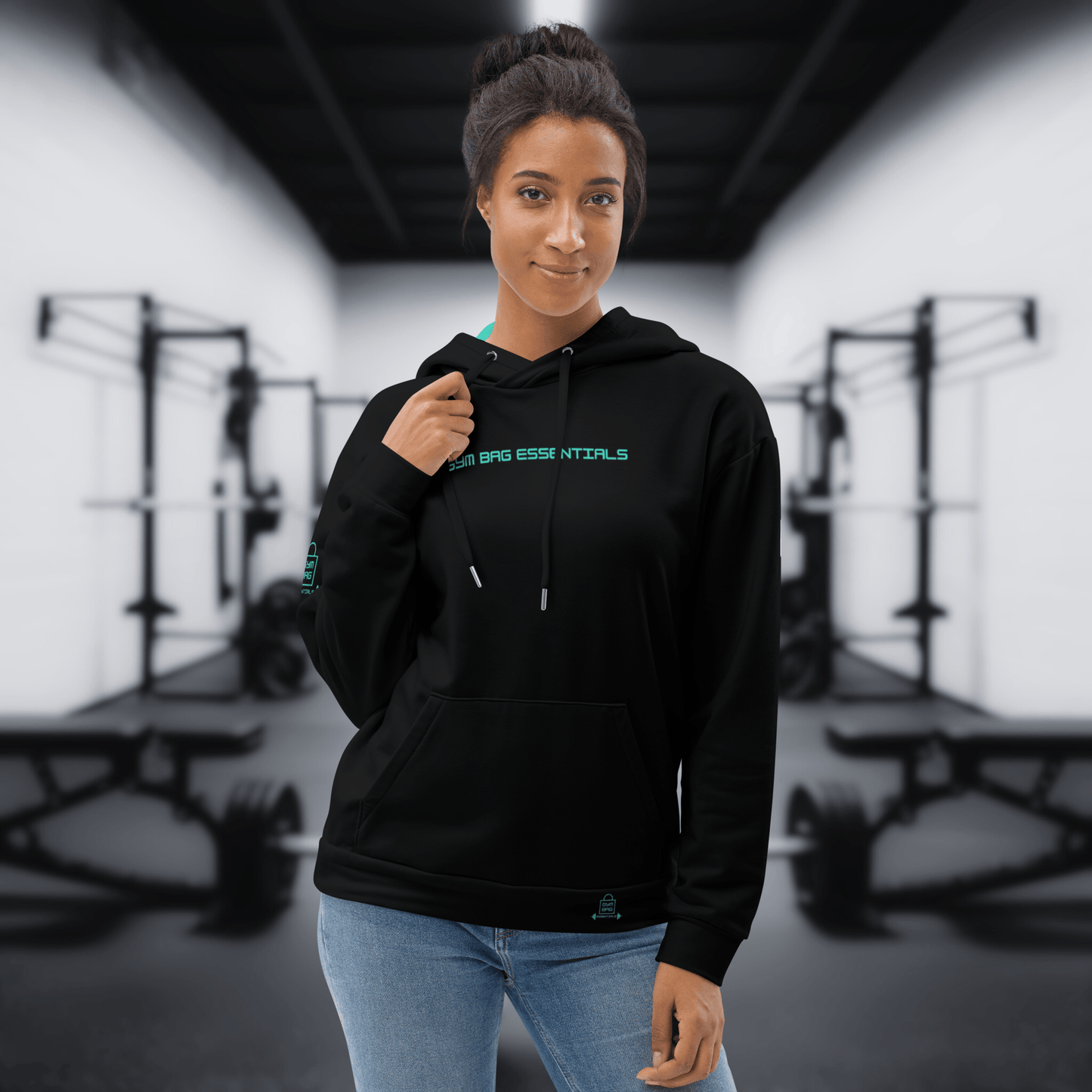 Gym Bag Essentials Hoodie - Black/Teal - Gym Bag Essentials