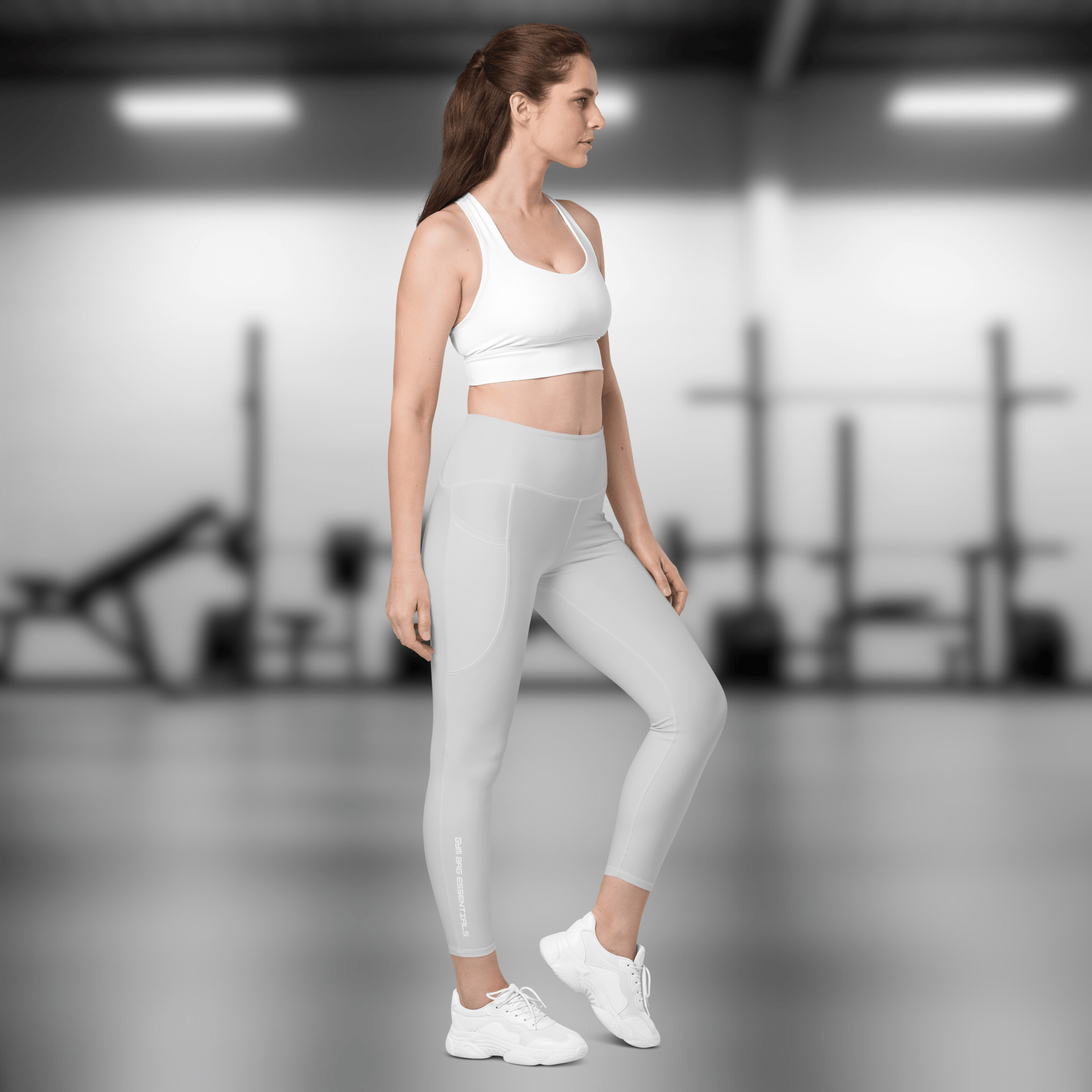 Gym Bag Essentials Leggings with Pockets - Grey - Gym Bag Essentials